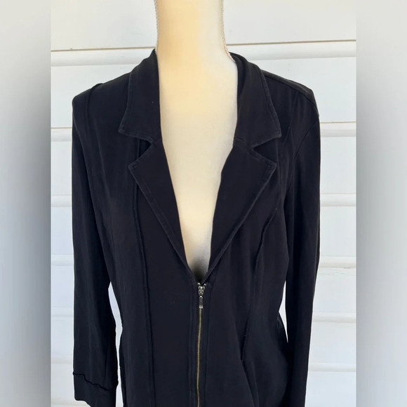 Nic+Zoe Woman’s Long Black Soft Lined Zipper Jacket With Pockets Size Large - Picture 5 of 8